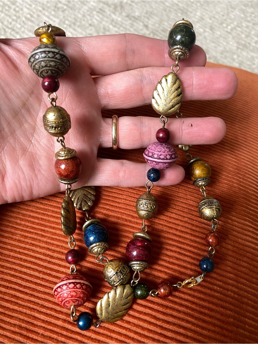 Vintage Artisan Multicolored Beaded Necklace
